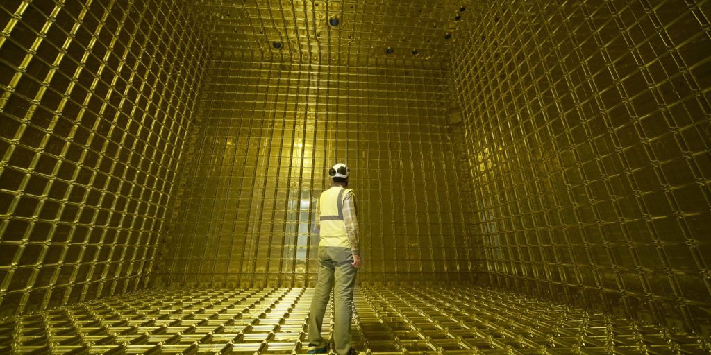 770-ton particle detector pictured above, called ProtoDUNE