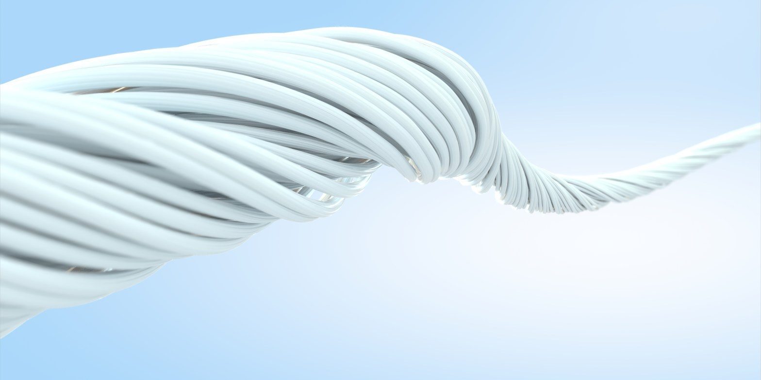 Many tiny fibers twisted together into one larger strand